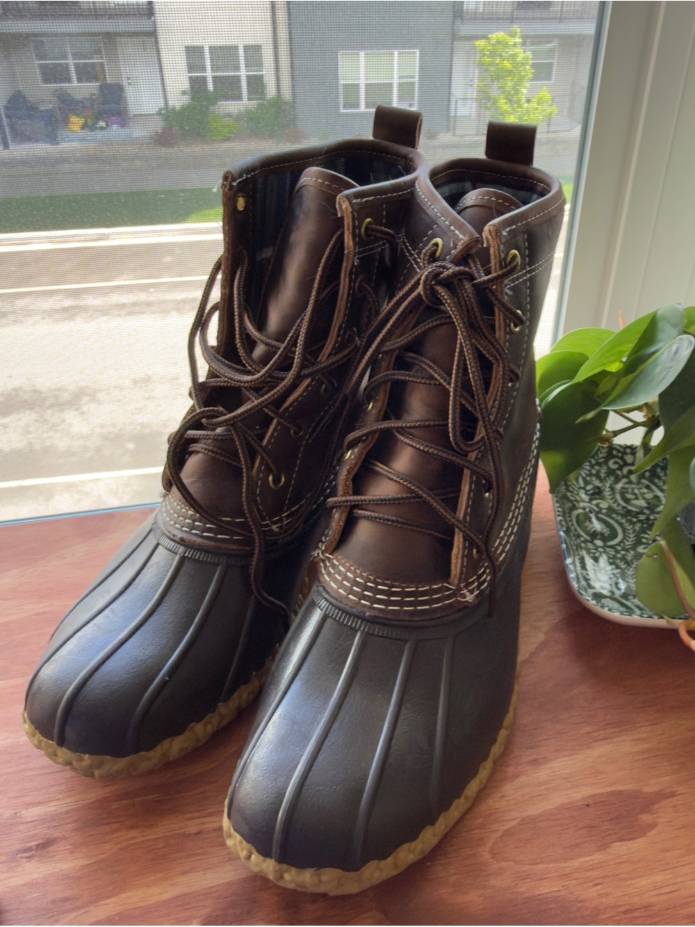 L.L. Bean Lace-up Flannel Lined Duck Boots